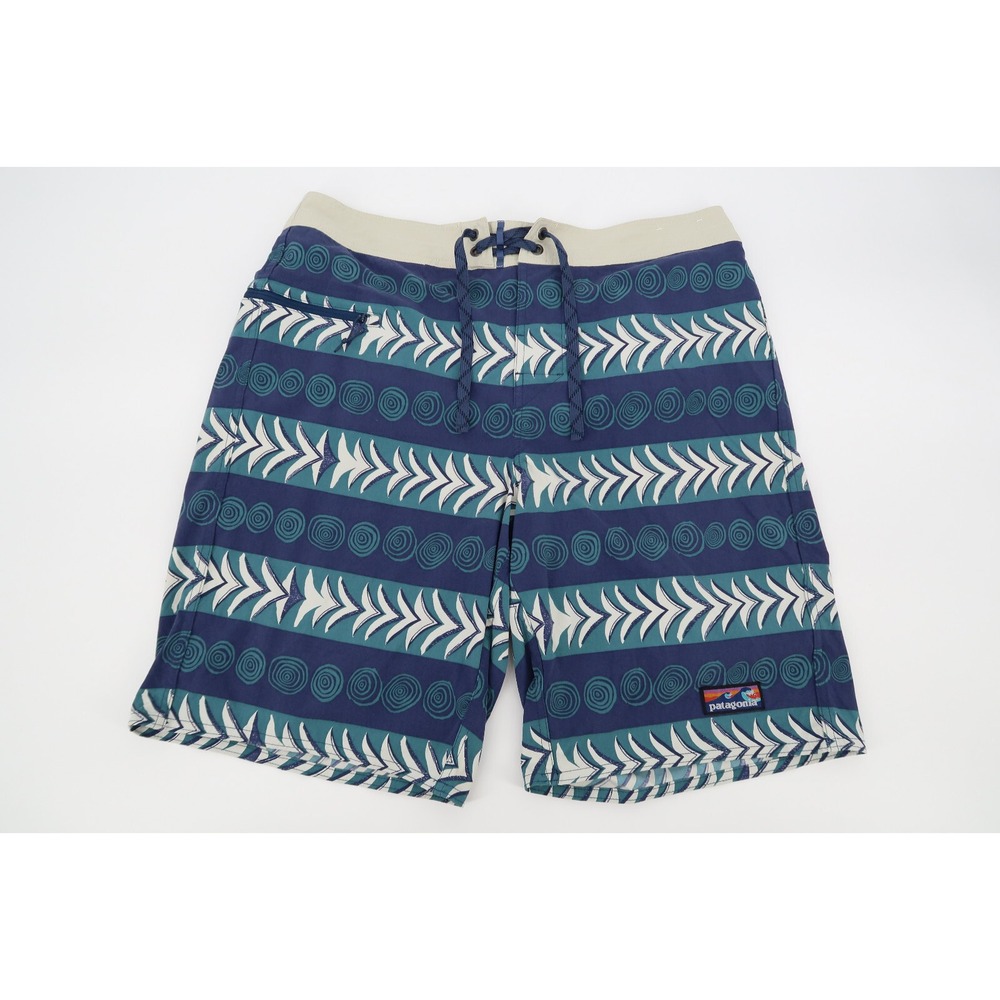 Patagonia‎ Men's 34 Printed Wavefarer 21" Board Shorts Trunks Blue Geometric